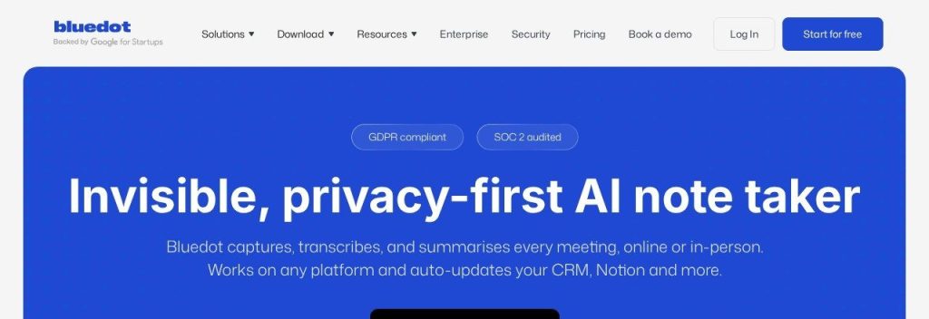 Bluedot homepage