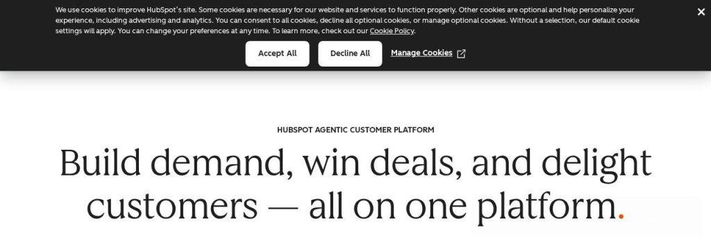 HubSpot Free CRM homepage