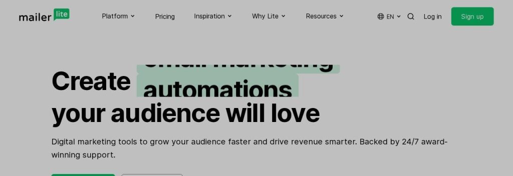 MailerLite homepage