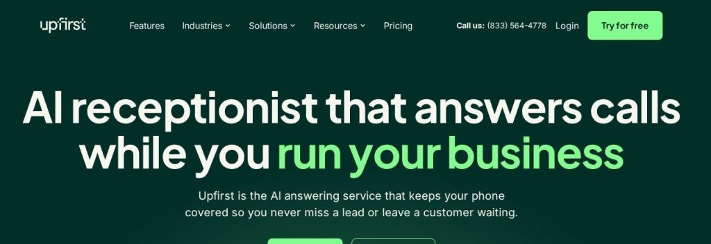 Upfirst homepage
